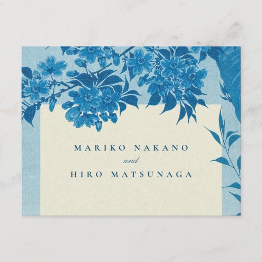 アンティーク日本の青い桜の花 エンクロージャーカード (正面)