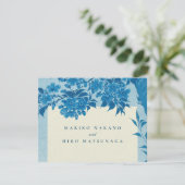 アンティーク日本の青い桜の花 エンクロージャーカード (スタンド正面)