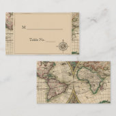 アンティーク旧世界の地図結婚の座席表 プレイスカード (正面/裏面)