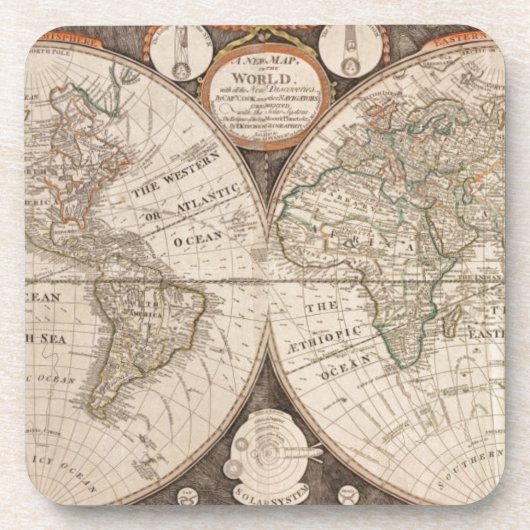 アンティーク旧世界の地図1799 コースター (正面)