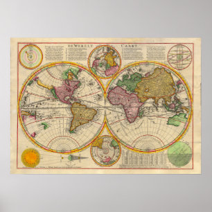 アンティーク旧世界の地図 ポスター