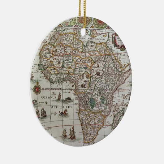 アンティーク旧世界アフリカの地図, c.1635 セラミックオーナメント (右)