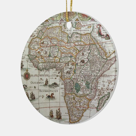 アンティーク旧世界アフリカの地図， c.1635 セラミックオーナメント (左)