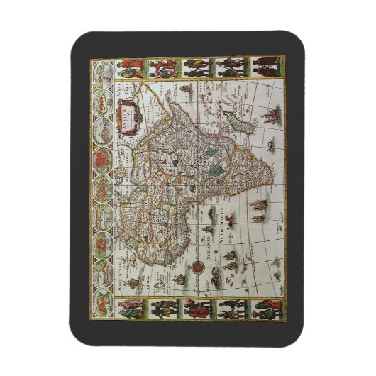 アンティーク旧世界アフリカ地図c.1635 マグネット (縦)