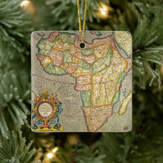 アンティーク旧世界メルカトルの地図アフリカ， 1633 セラミックオーナメント (ツリー)