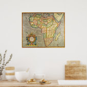 アンティーク旧世界メルカトルの地図アフリカ, 1633 ポスター (キッチン)