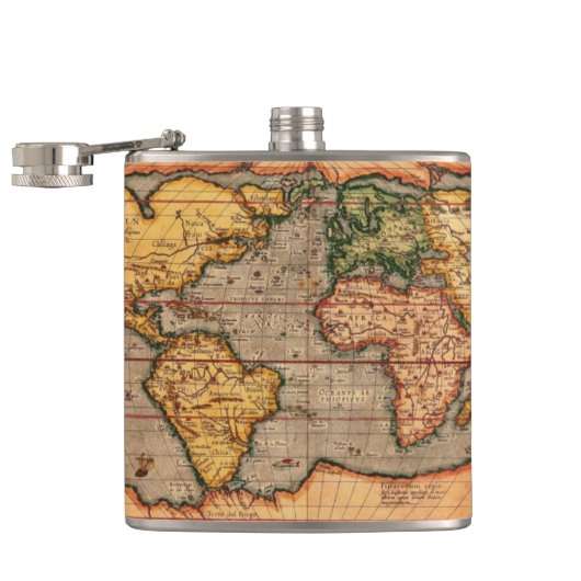 アンティーク旧世界地図の歴史愛好家 フラスク (オープン)