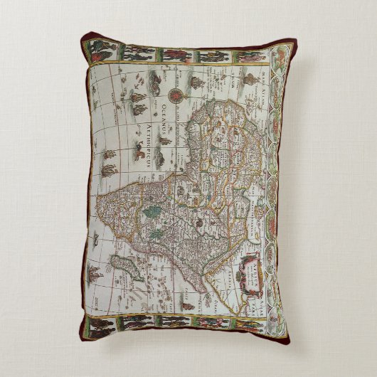 アンティーク旧世界地図アフリカbyブラウ, c.1635 アクセントクッション (裏面(縦))