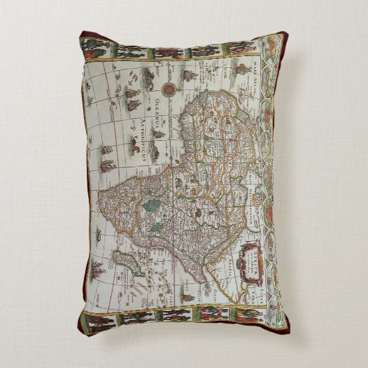 アンティーク旧世界地図アフリカbyブラウ, c.1635 アクセントクッション (正面(垂直))