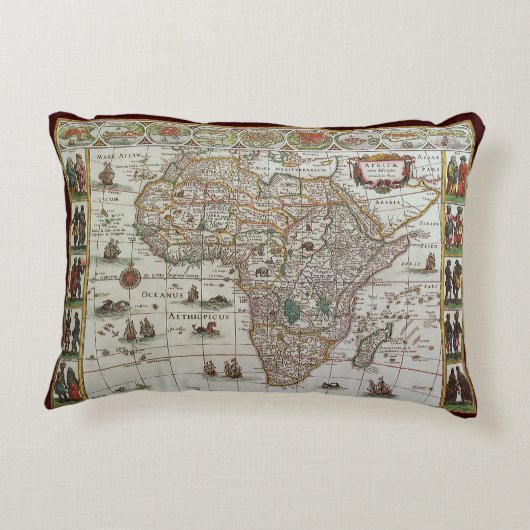 アンティーク旧世界地図アフリカbyブラウ, c.1635 アクセントクッション (裏面)