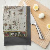 アンティーク旧世界地図アフリカbyブラウ， c.1635 キッチンタオル (四つ折り)