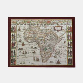 アンティーク旧世界地図アフリカbyブラウ， c.1635 ドアマット