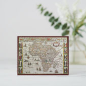 アンティーク旧世界地図アフリカbyブラウ, c.1635 ポストカード (スタンド正面)