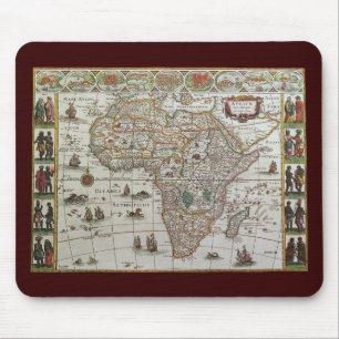 アンティーク旧世界地図アフリカbyブラウ， c.1635 マウスパッド