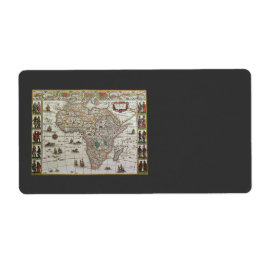 アンティーク旧世界地図アフリカbyブラウ， c.1635 ラベル