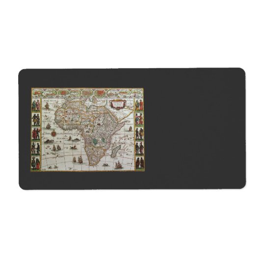 アンティーク旧世界地図アフリカbyブラウ, c.1635 ラベル (正面)