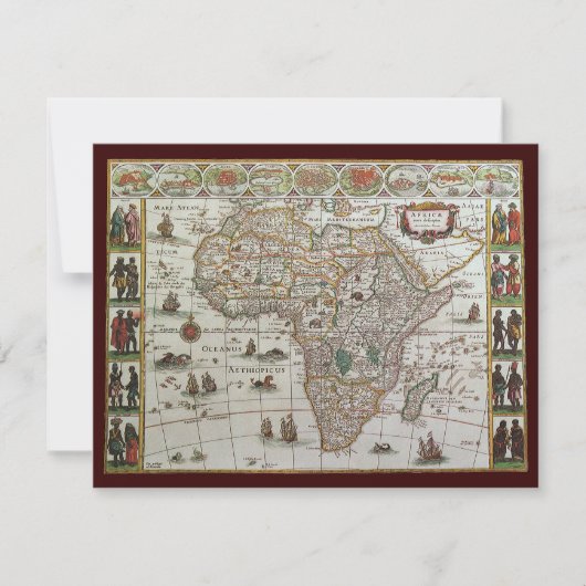 アンティーク旧世界地図アフリカbyブラウ, c.1635 招待状 (正面)