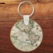 アンティーク旧世界地図アメリカ, 1597 キーホルダー (正面)