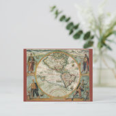 アンティーク旧世界地図アメリカ, 1597 ポストカード (スタンド正面)