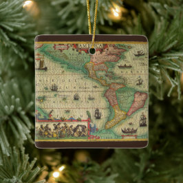 アンティーク旧世界地図アメリカ, 1606 セラミックオーナメント