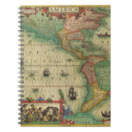 アンティーク旧世界地図アメリカ, 1606 ノートブック
