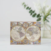 アンティーク旧世界地図 ポストカード (スタンド正面)