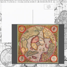アンティーク旧世界地図,北極北極, 1595 ポストカード