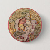 アンティーク旧世界地図，北極北極， 1595 缶バッジ (正面)