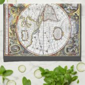 アンティーク旧世界地図byヘンドリック・ホンディウス, 1630 キッチンタオル (折り畳み)