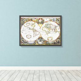 アンティーク旧世界地図byヘンドリック・ホンディウス, 1630 キャンバスプリント