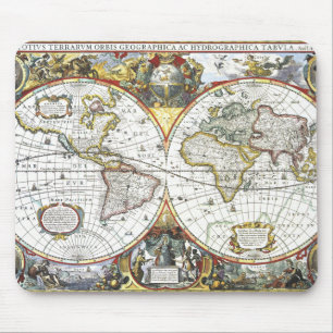 アンティーク旧世界地図byヘンドリック・ホンディウス, 1630 マウスパッド