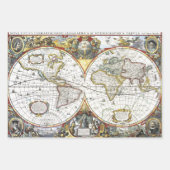 アンティーク旧世界地図byヘンドリック・ホンディウス, 1630 ラッピングペーパーシート (正面2)