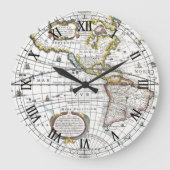 アンティーク旧世界地図byヘンドリック・ホンディウス， 1630 ラージ壁時計 (正面)