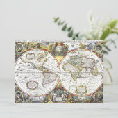 アンティーク旧世界地図byヘンドリック・ホンディウス, 1630 招待状 (スタンド正面)