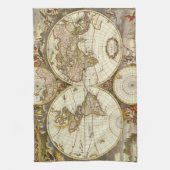 アンティーク旧世界地図Frederick de Wit, c.1680 キッチンタオル (縦)