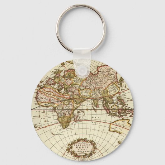 アンティーク旧世界地図Frederick de Wit, c.1680 キーホルダー (正面)