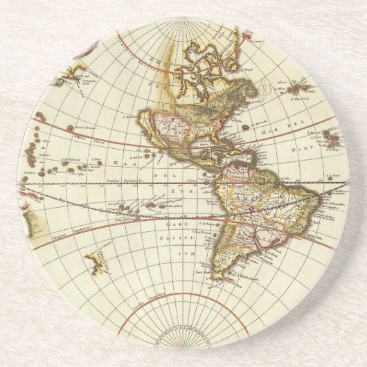 アンティーク旧世界地図Frederick de Wit, c.1680 コースター (正面)