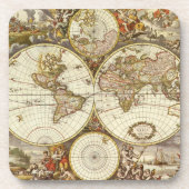 アンティーク旧世界地図Frederick de Wit, c.1680 コースター (正面)