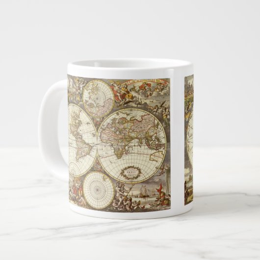 アンティーク旧世界地図Frederick de Wit, c.1680 ジャンボコーヒーマグカップ (正面左)