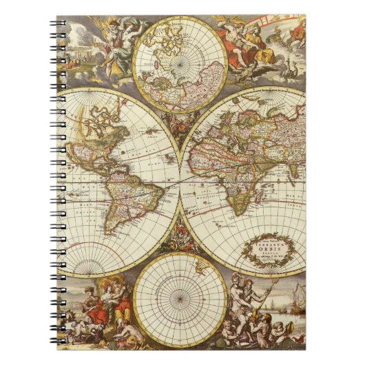 アンティーク旧世界地図Frederick de Wit, c.1680 ノートブック (正面)