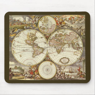 アンティーク旧世界地図Frederick de Wit, c.1680 マウスパッド