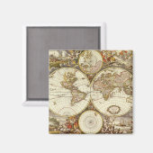 アンティーク旧世界地図Frederick de Wit, c.1680 マグネット (正面/裏面)