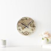 アンティーク旧世界地図Frederick de Wit, c.1680 ラウンド壁時計 (ホーム)