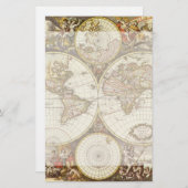 アンティーク旧世界地図Frederick de Wit, c.1680 便箋 (正面/裏面)