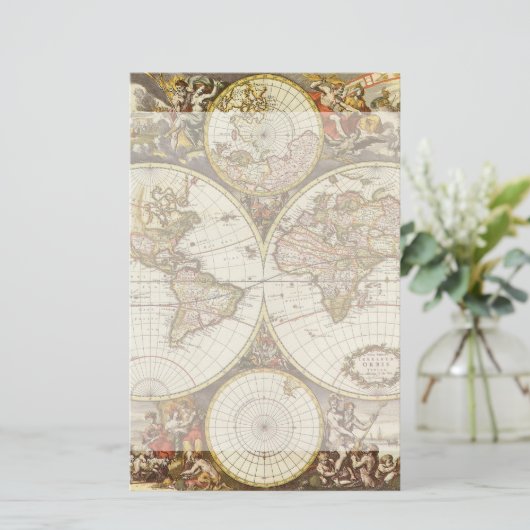 アンティーク旧世界地図Frederick de Wit, c.1680 便箋 (スタンド正面)