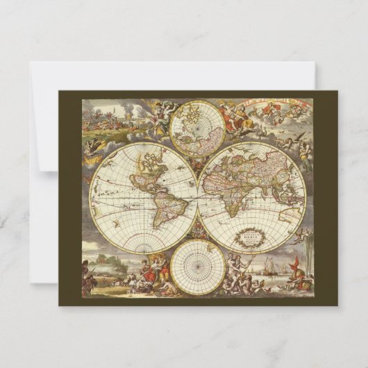 アンティーク旧世界地図Frederick de Wit, c.1680 招待状 (正面)