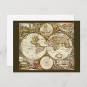 アンティーク旧世界地図Frederick de Wit, c.1680 招待状 (正面/裏面)