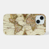 アンティーク旧世界地図Frederick de Wit, c.1680 iPhone 15ケース (裏面横)