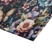 アンティーク春の花と蝶ガラス カッティングボード (角)