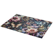 アンティーク春の花と蝶ガラス カッティングボード (角)